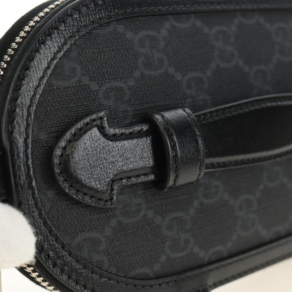 GUCCI GG Supreme Shoulder Bag PVC Black Silver 724351 Auth 183126M