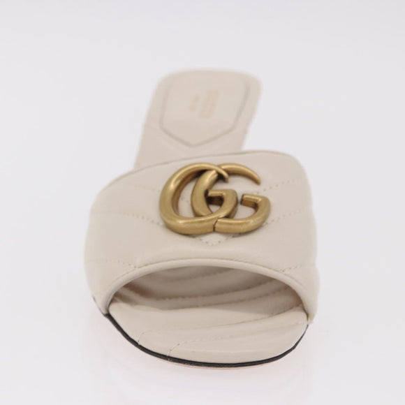 GUCCI GG Marmont Sandalen Leder Elfenbein Gold 674839 Auth 183127M