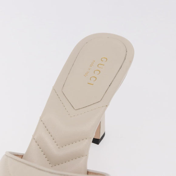 GUCCI GG Marmont Sandalen Leder Elfenbein Gold 674839 Auth 183127M