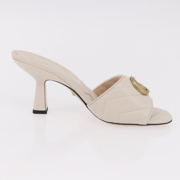 GUCCI GG Marmont Sandalen Leder Elfenbein Gold 674839 Auth 183127M