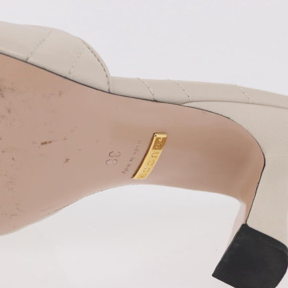 GUCCI GG Marmont Sandalen Leder Elfenbein Gold 674839 Auth 183127M