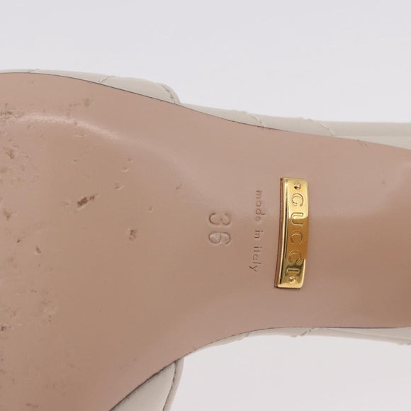 GUCCI GG Marmont Sandalen Leder Elfenbein Gold 674839 Auth 183127M