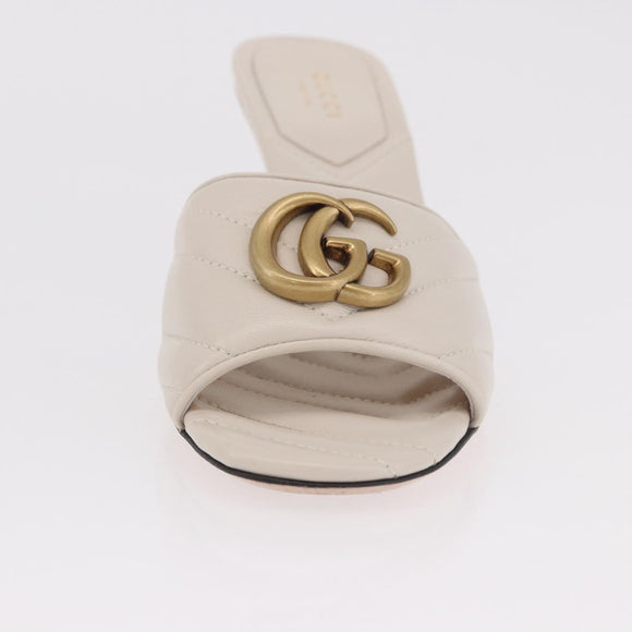 GUCCI GG Marmont Sandalen Leder Elfenbein Gold 674839 Auth 183127M