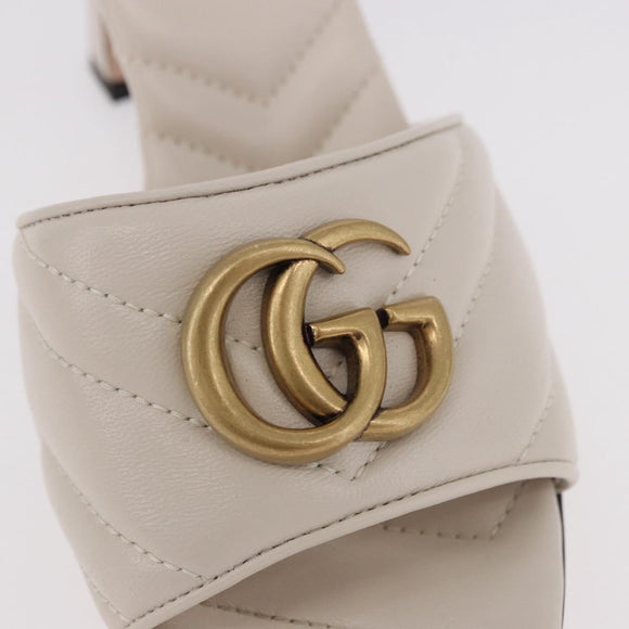 GUCCI GG Marmont Sandalen Leder Elfenbein Gold 674839 Auth 183127M