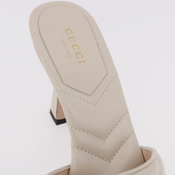 GUCCI GG Marmont Sandalen Leder Elfenbein Gold 674839 Auth 183127M