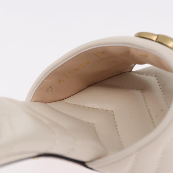 GUCCI GG Marmont Sandalen Leder Elfenbein Gold 674839 Auth 183127M