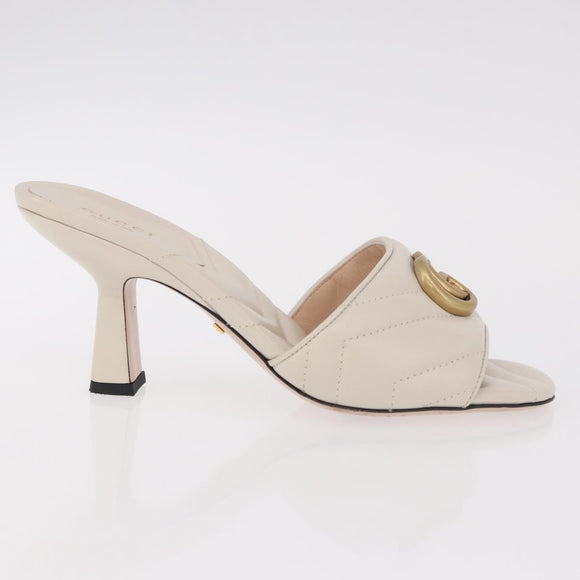 GUCCI GG Marmont Sandalen Leder Elfenbein Gold 674839 Auth 183127M