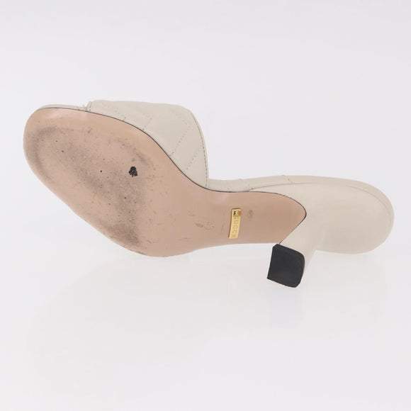 GUCCI GG Marmont Sandalen Leder Elfenbein Gold 674839 Auth 183127M