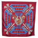HERMES Carre 90 Scarf ""aux champs"" Silk Red Auth 183130-1