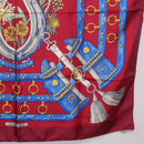 HERMES Carre 90 Scarf ""aux champs"" Silk Red Auth 183130-10
