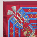 HERMES Carre 90 Scarf ""aux champs"" Silk Red Auth 183130-2