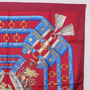 HERMES Carre 90 Scarf ""aux champs"" Silk Red Auth 183130-4