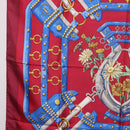 HERMES Carre 90 Scarf ""aux champs"" Silk Red Auth 183130-5