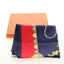 HERMES Carre 90 Scarf ""PARURES DES SABLES"" Silk Navy Auth 183131M-15