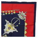 HERMES Carre 90 Scarf ""PARURES DES SABLES"" Silk Navy Auth 183131M-4