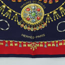 HERMES Carre 90 Scarf ""PARURES DES SABLES"" Silk Navy Auth 183131M-9