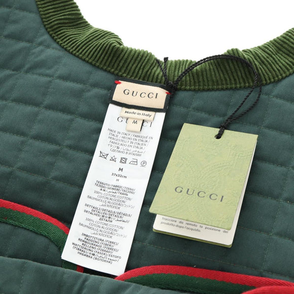 GUCCI Pet Coat Web Sherry Line Cotton Red Green Auth 183133M