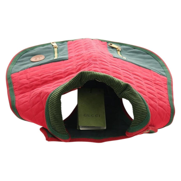 GUCCI Pet Coat Web Sherry Line Cotton Red Green Auth 183133M