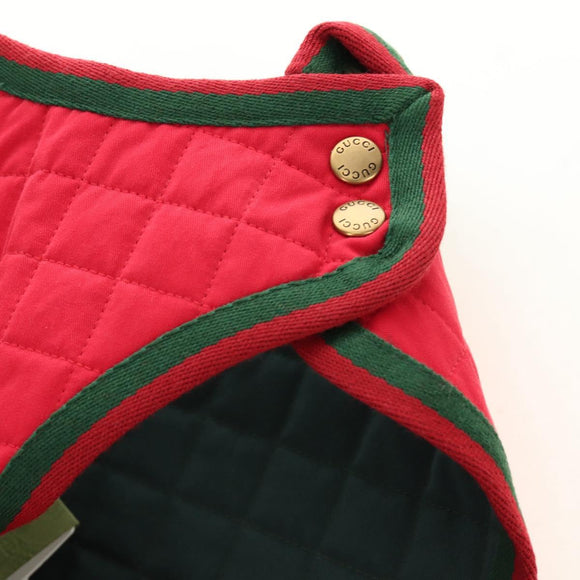 GUCCI Pet Coat Web Sherry Line Cotton Red Green Auth 183133M