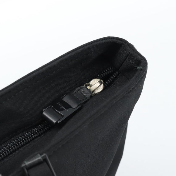 Salvatore Ferragamo Vala Chain Shoulder Bag Canvas Black Silver Auth 183134