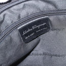 Salvatore Ferragamo Vala Chain Shoulder Bag Canvas Black Silver Auth 183134-12