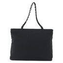 Salvatore Ferragamo Vala Chain Shoulder Bag Canvas Black Silver Auth 183134-13