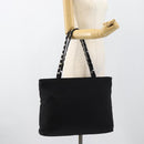 Salvatore Ferragamo Vala Chain Shoulder Bag Canvas Black Silver Auth 183134-22