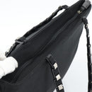 Salvatore Ferragamo Vala Chain Shoulder Bag Canvas Black Silver Auth 183134-6