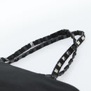 Salvatore Ferragamo Vala Chain Shoulder Bag Canvas Black Silver Auth 183134-8