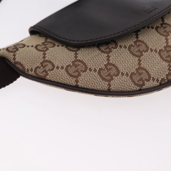 GUCCI GG Canvas Gürteltasche Beige Gold 106688 Auth 183136A