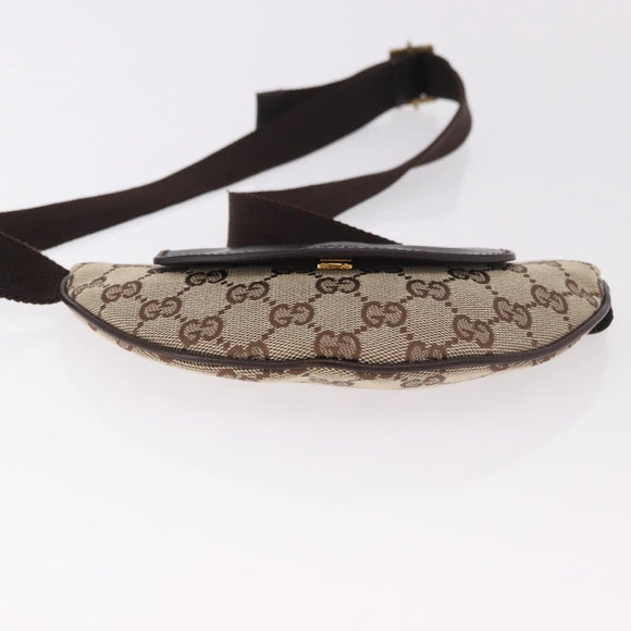GUCCI GG Canvas Gürteltasche Beige Gold 106688 Auth 183136A