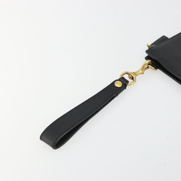 GUCCI GG Marmont Clutch Bag Leather Black Gold 475317 Auth 183138