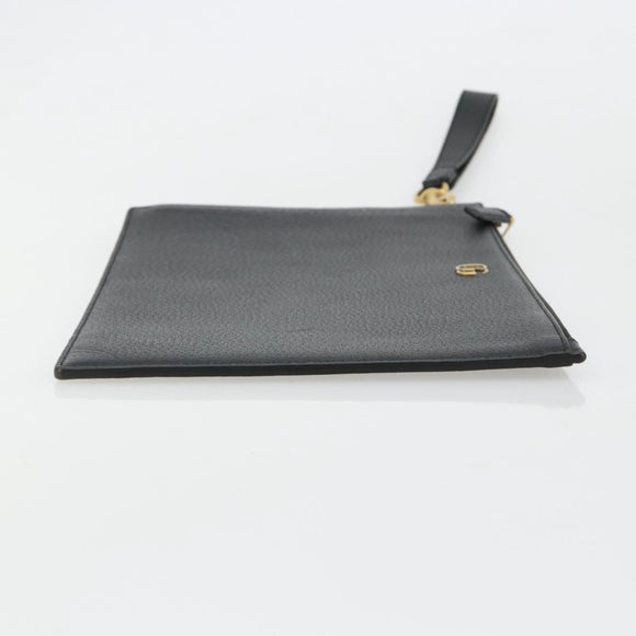 GUCCI GG Marmont Clutch Bag Leather Black Gold 475317 Auth 183138