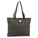 FENDI Zucca Canvas Tragetasche PVC Schwarz Schwarz Auth 183140A-1
