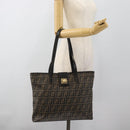 FENDI Zucca Canvas Tragetasche PVC Schwarz Schwarz Auth 183140A-21