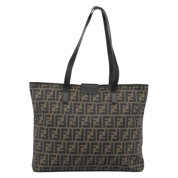 FENDI Zucca Canvas Tragetasche PVC Schwarz Schwarz Auth 183140A