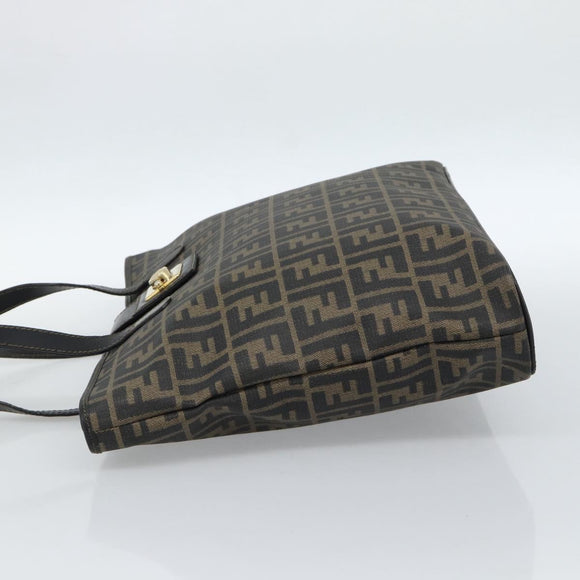 FENDI Zucca Canvas Tragetasche PVC Schwarz Schwarz Auth 183140A