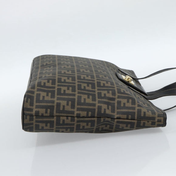 FENDI Zucca Canvas Tragetasche PVC Schwarz Schwarz Auth 183140A
