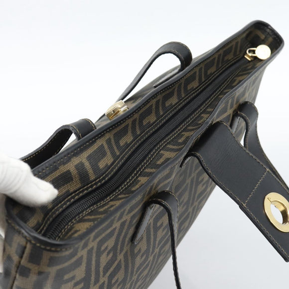 FENDI Zucca Canvas Tragetasche PVC Schwarz Schwarz Auth 183140A