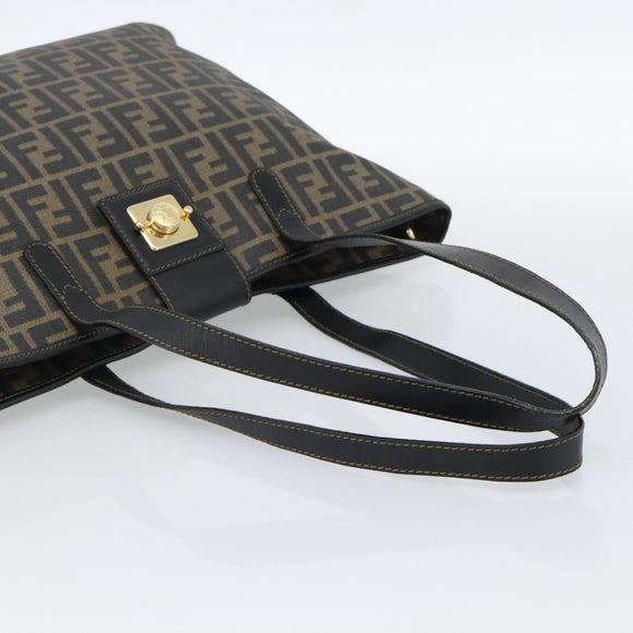 FENDI Zucca Canvas Tragetasche PVC Schwarz Schwarz Auth 183140A