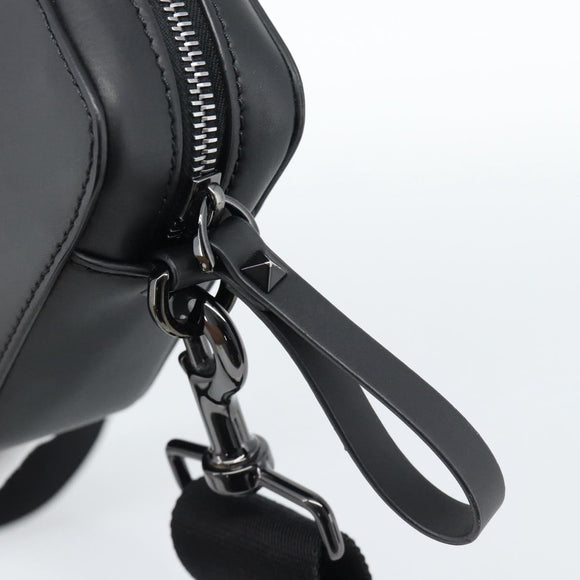 VALENTINO Shoulder Bag Leather Black Auth 183142M