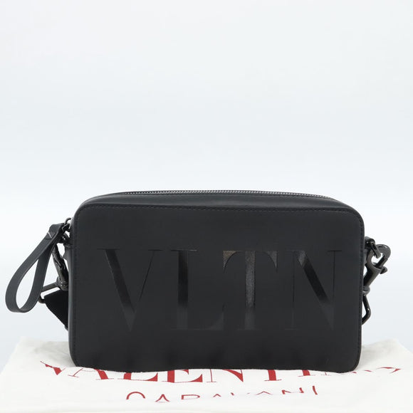 VALENTINO Shoulder Bag Leather Black Auth 183142M
