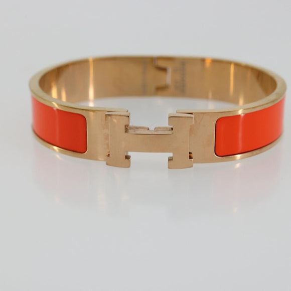 HERMES Click H Bracelet metal Orange Auth 183145