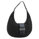 Christian Dior Trotter Canvas Street Chic Shoulder Bag Black Silver Auth 183160-1