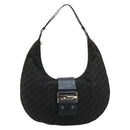 Christian Dior Trotter Canvas Street Chic Shoulder Bag Black Silver Auth 183160-2