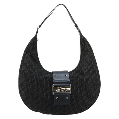 Christian Dior Trotter Canvas Street Chic Shoulder Bag Black Silver Auth 183160 - 0