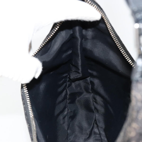 Christian Dior Trotter Canvas Street Chic Shoulder Bag Black Silver Auth 183160