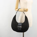 Christian Dior Trotter Canvas Street Chic Shoulder Bag Black Silver Auth 183160-24