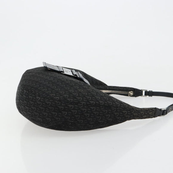 Christian Dior Trotter Canvas Street Chic Shoulder Bag Black Silver Auth 183160