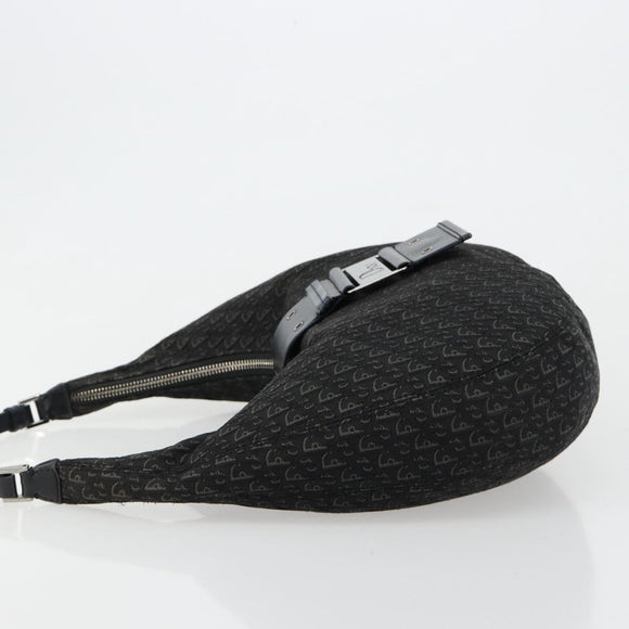 Christian Dior Trotter Canvas Street Chic Shoulder Bag Black Silver Auth 183160